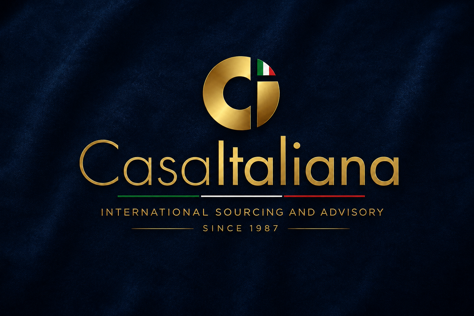 Identidade Casa Italiana em azul navy e dourado
